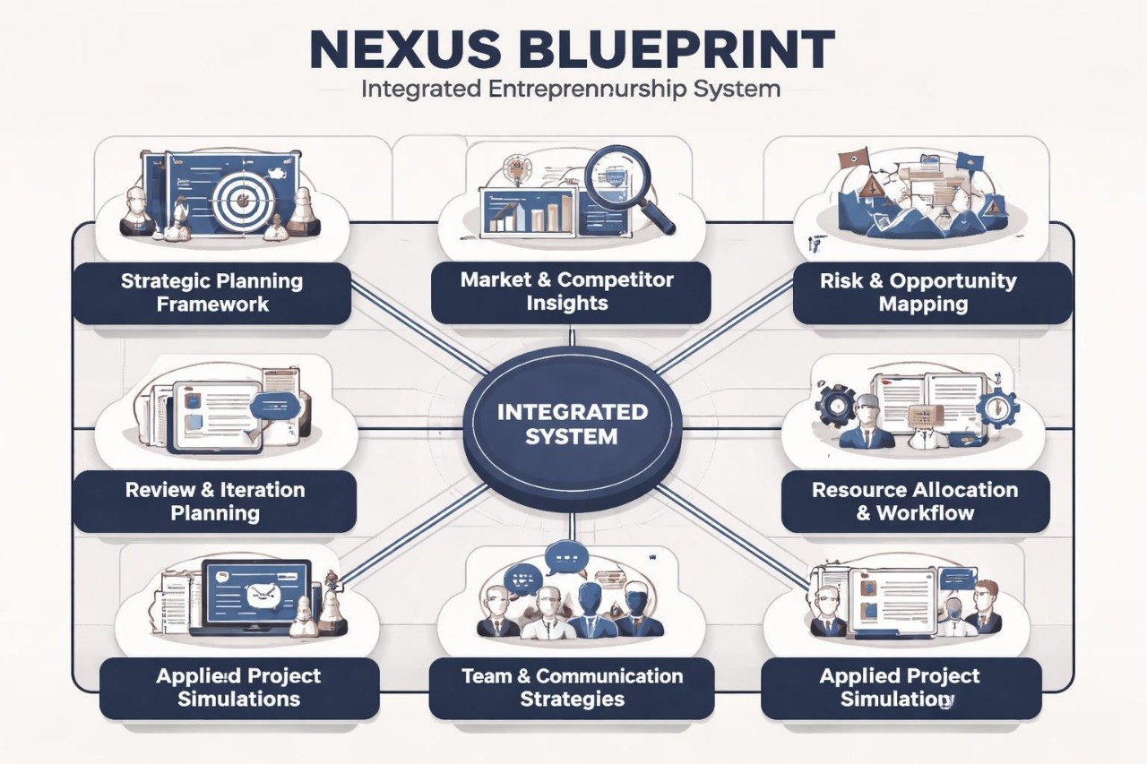 Nexus Blueprint Integrated Entrepreneurship System diagram with various components.