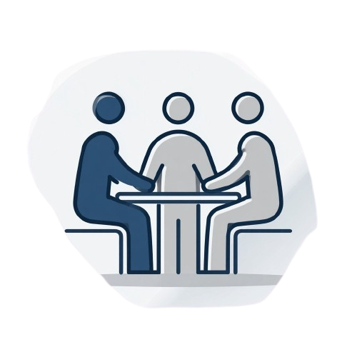 Icon of three people sitting around a table