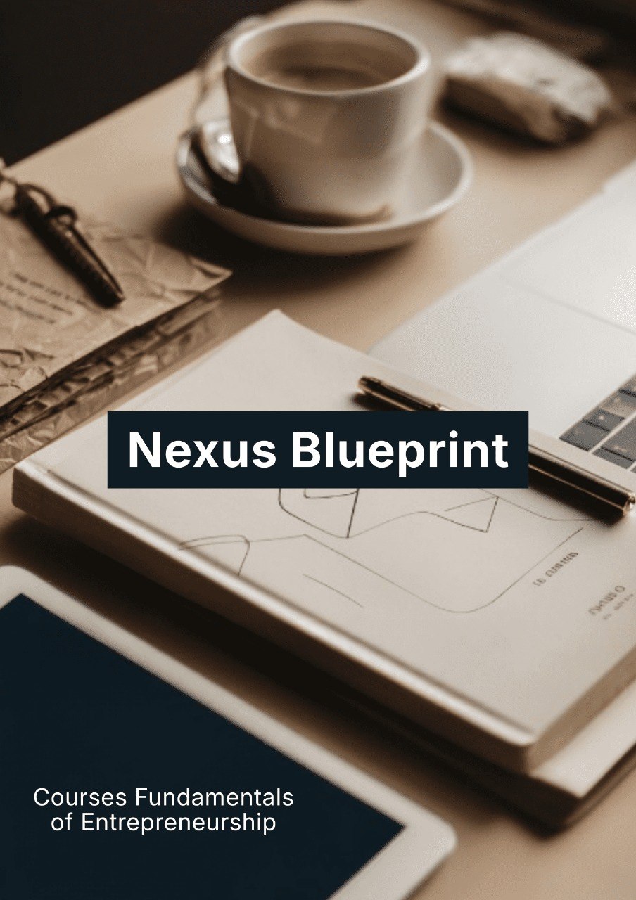 Nexus Blueprint with a notebook, coffee cup, and tablet on a wooden table